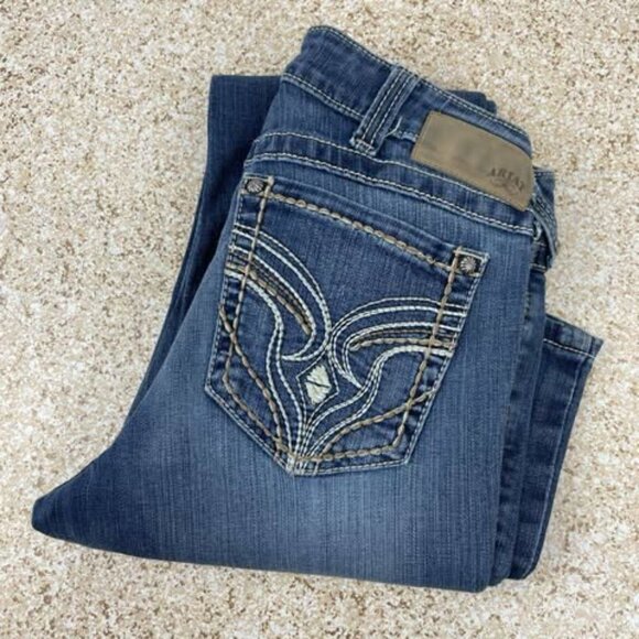 Ariat Ruby Bootcut Jeans 30R Medium Wash Western Denim Embroidered Flap Pockets - Picture 2 of 10